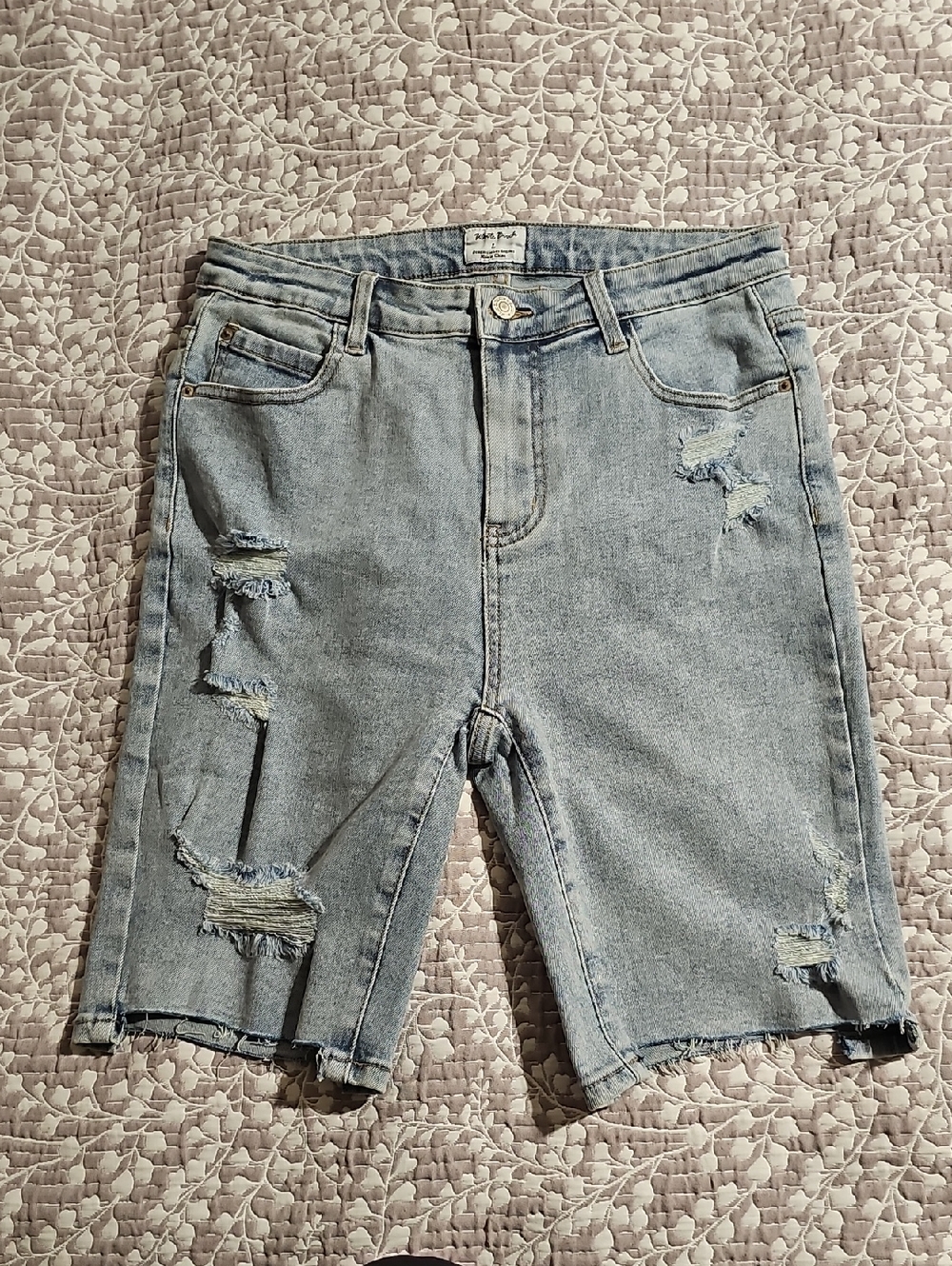 white birch Light Blue Distressed Denim Jean Shorts